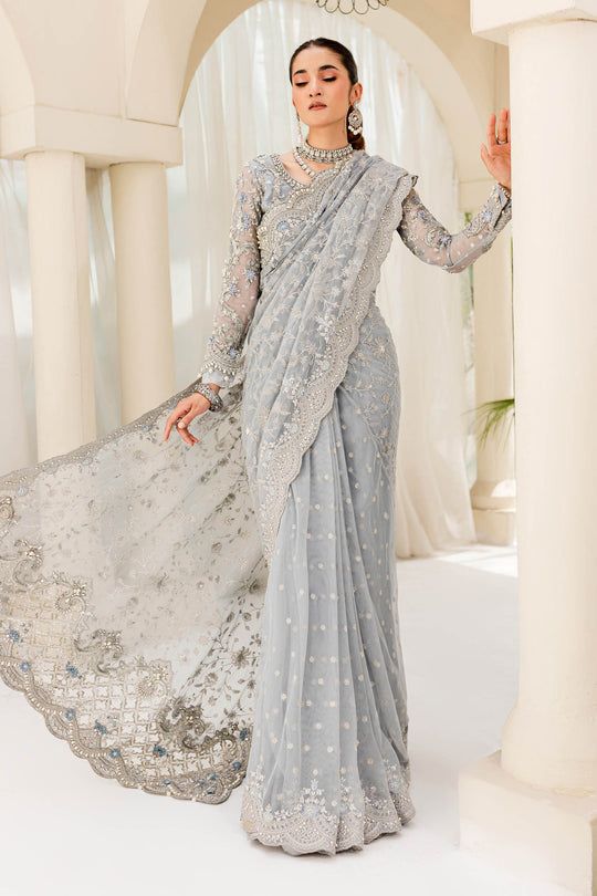 Maria B Couture Ice Blue saree MC-908