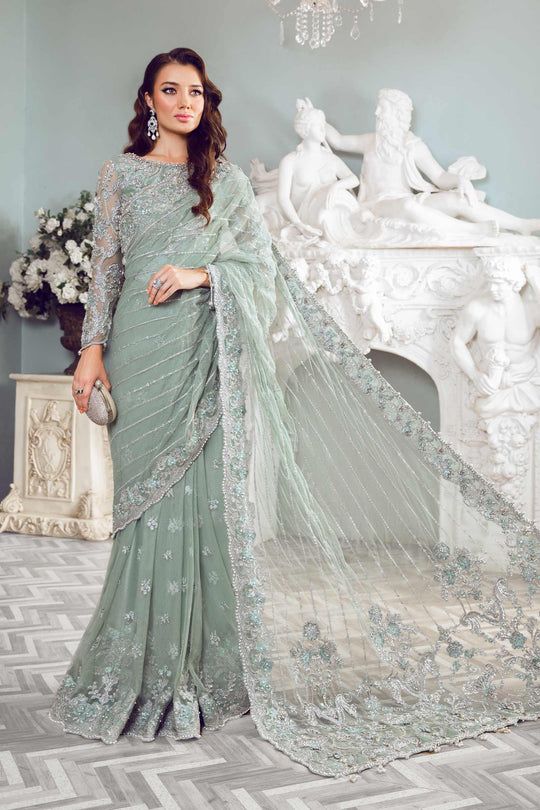 Maria B Couture saree Sea Green MC-807